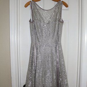 Cache Cocktail/Prom Dress, Silver and Pink Lace